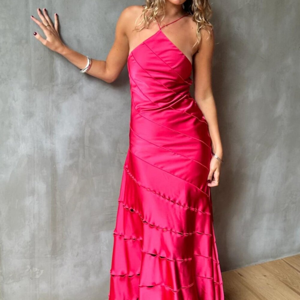 16Arlington Pink Halter Neck Evening Gown